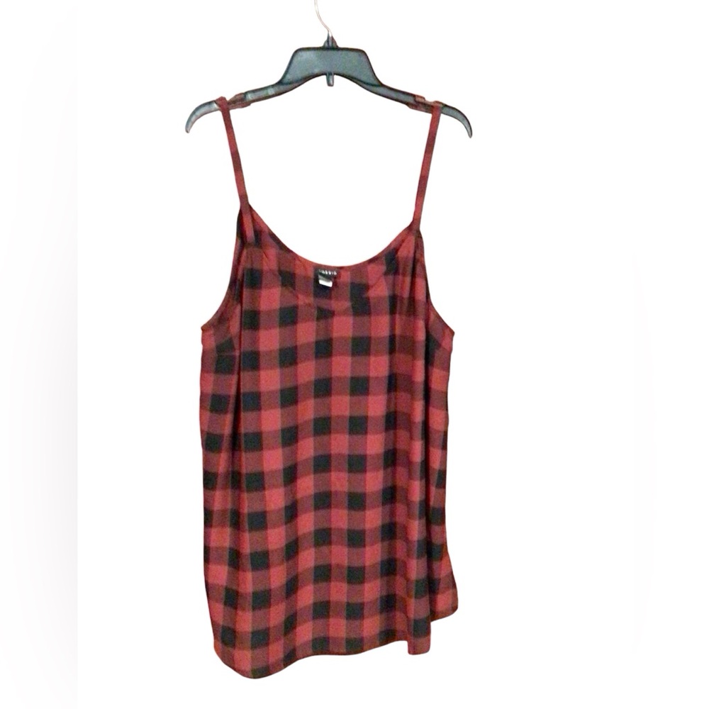 Torrid Red & Black Buffalo Plaid Georgette Tank Top Cami Size 3X